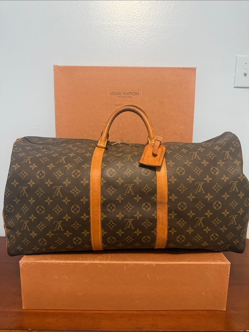 Vintage 1987 Louis Vuitton Monogram Keepall 60 Travel Duffel Bag